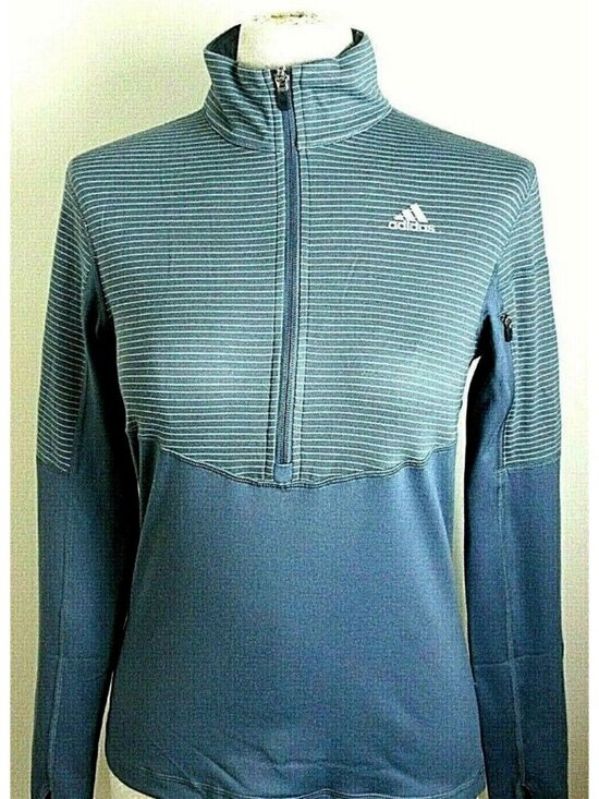 adidas Jackets & Blazers - Adidas Women's Climalite 1/2 Zipper Pullover Onyx Grey White Striped NEW